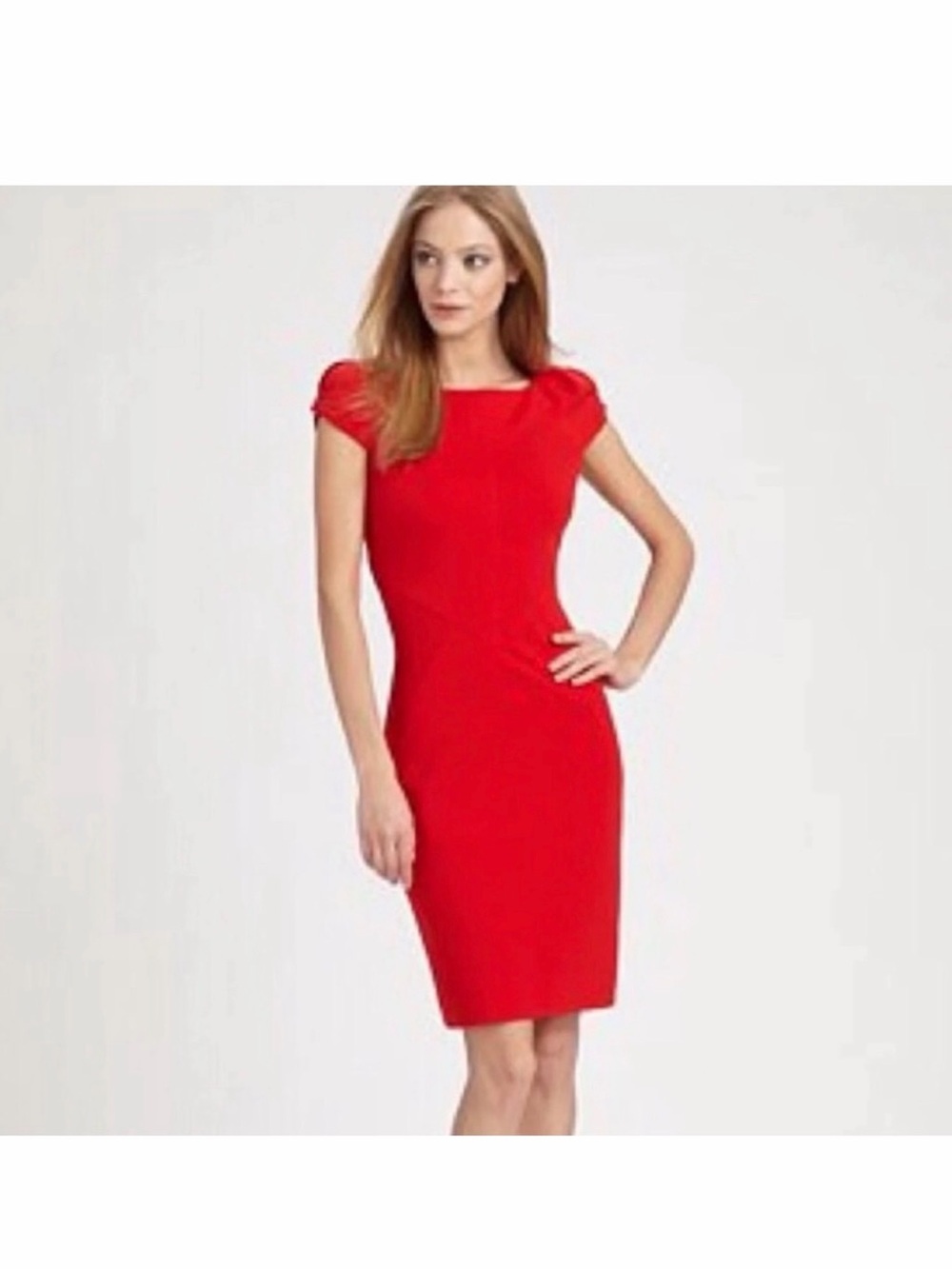 Diane Von Furstenberg. Size 12 Red Cap Sleeve Sheath Dress